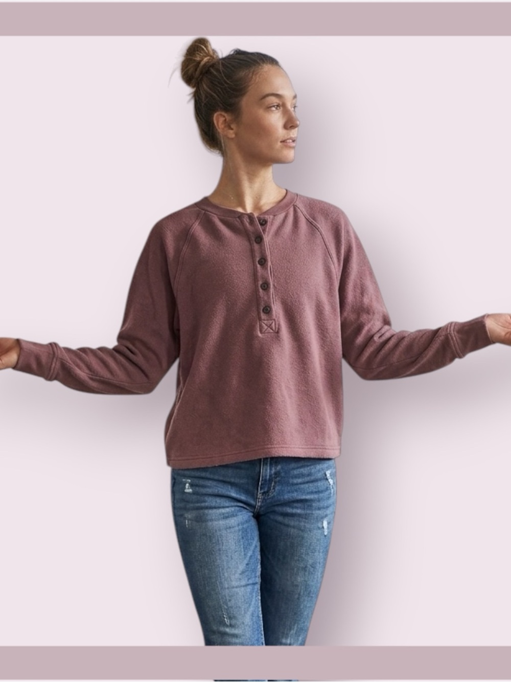 Madewell MWL Betterterry Henley Sweatshirt
